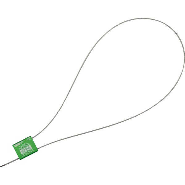 Metal Cable Seal, 1/16x24L, Green, 50PK